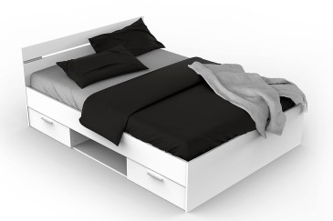 Cama de 2 cajones + 1 Hueco de 140x190 en color Blanco al MEJOR PRECIO