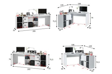 Mesa de estudo/escritório/escritório em branco e cimento