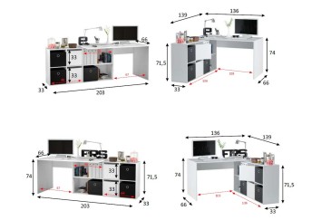 Mesa escritorio Estudio/Oficina/Despacho en Blanco y Cemento