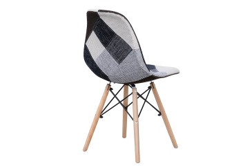Conjunto de 4 cadeiras PATCHWORK de design estofadas em tons de cinzento