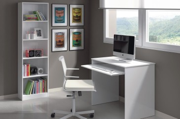 Secretária de computador com tabuleiro deslizante CYAN branco ao MELHOR PREÇO